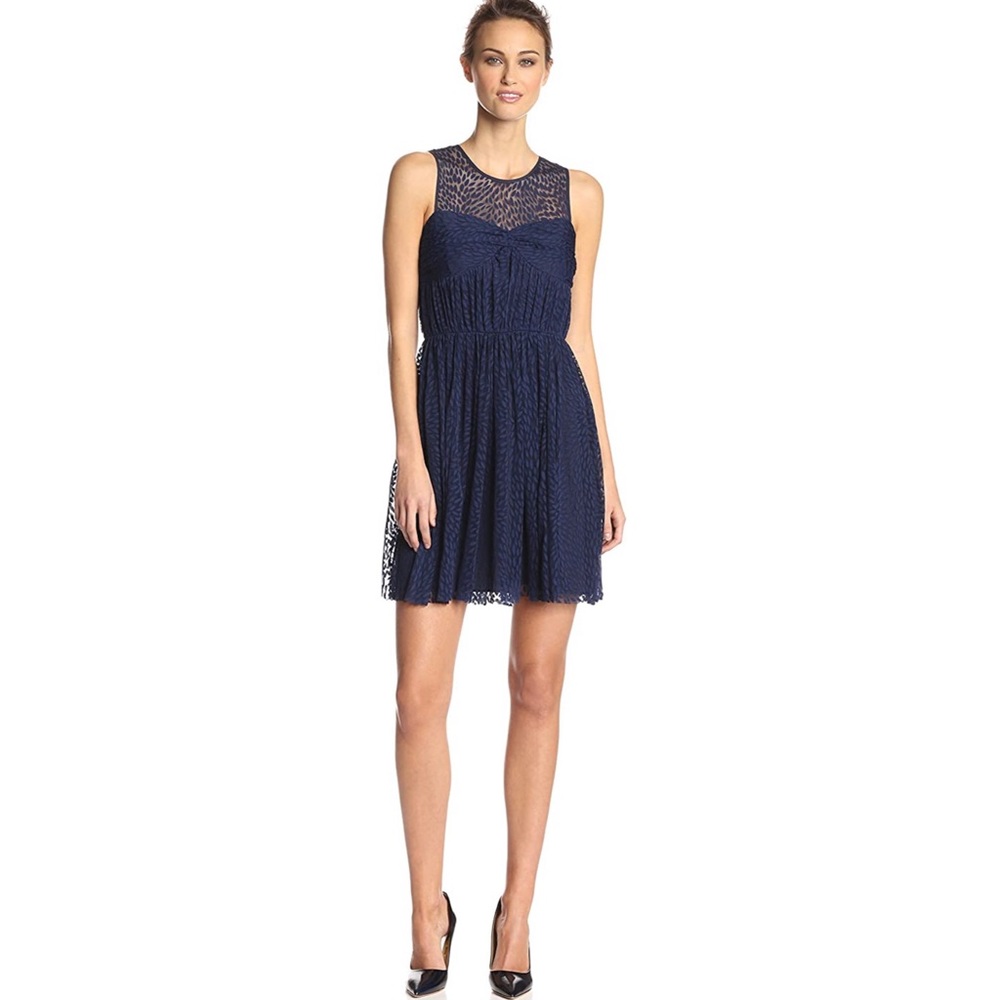 CeCe By Cynthia Steffe Womens Blue Mesh Dress